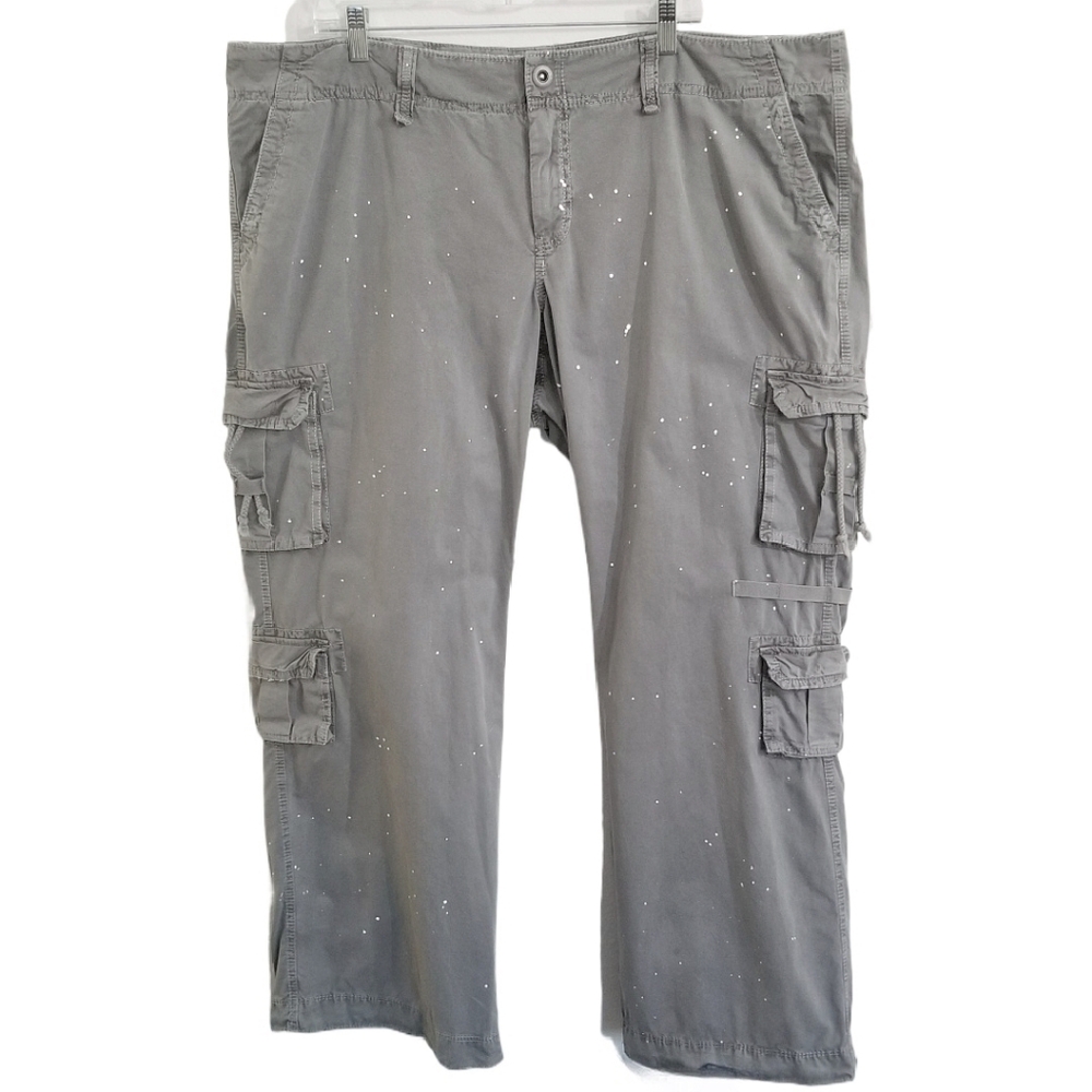 NWOT Old Navy Y2K Unique Design Low Rise Distressed Lightweight Cargo Gray 20